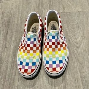 Vans checkered slip-on shoes (Size 9.5W / 8M)